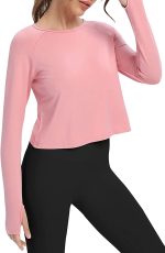 Bestisun Long Sleeve Cropped Tops Athletic Workout Athletic Yoga Gym Crop Tops for Women - Image 4